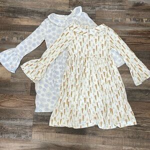 Bundle of 2 Kate Quinn 8y Bamboo Peter Pan Collar Bell Sleeve Dresses